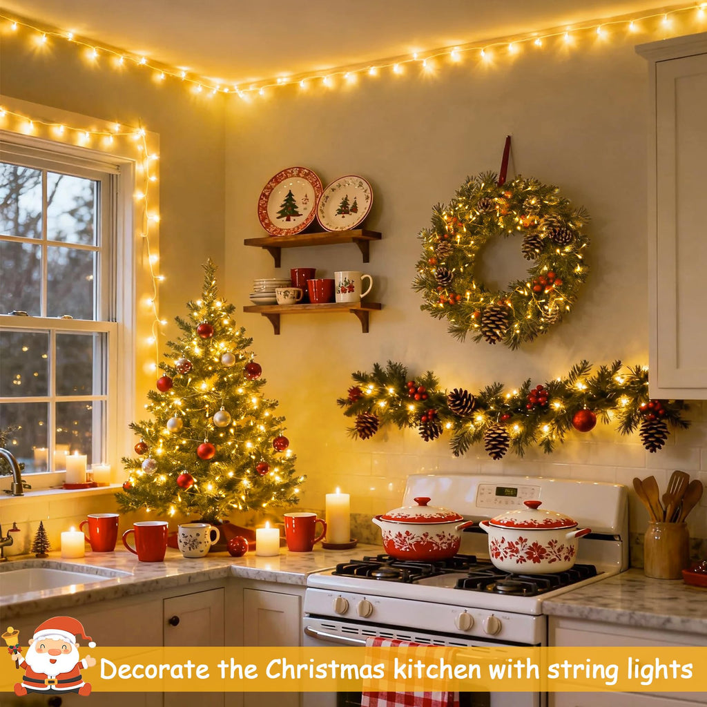 JMEXSUSS Warm White Indoor String Lights for Bedroom, 8 Modes Plug in Twinkle Fairy Lights, 33ft 100LED Christmas Lights Outdoor Waterproof Clear Wire