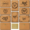 144 Thank You Cards Bulk, Brown Kraft 4x6 Inch Thank You Notes with Envelopes and Stickers, 6 Elegant Designs Greeting Cards for Business, Wedding, Baby Shower, Blank Inside