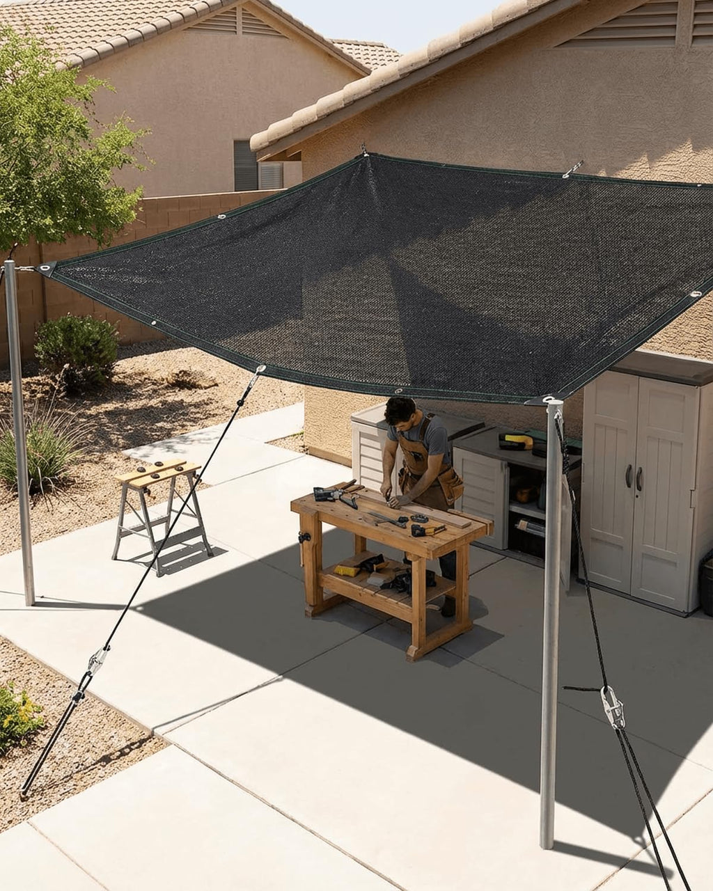 50% Sunblock Shade Cloth Net Black Resistant - 6x12 Ft Garden Shade Mesh for Plant Cover, Greenhouse, Chicken Coop, Kennels, Tomatoes Plants