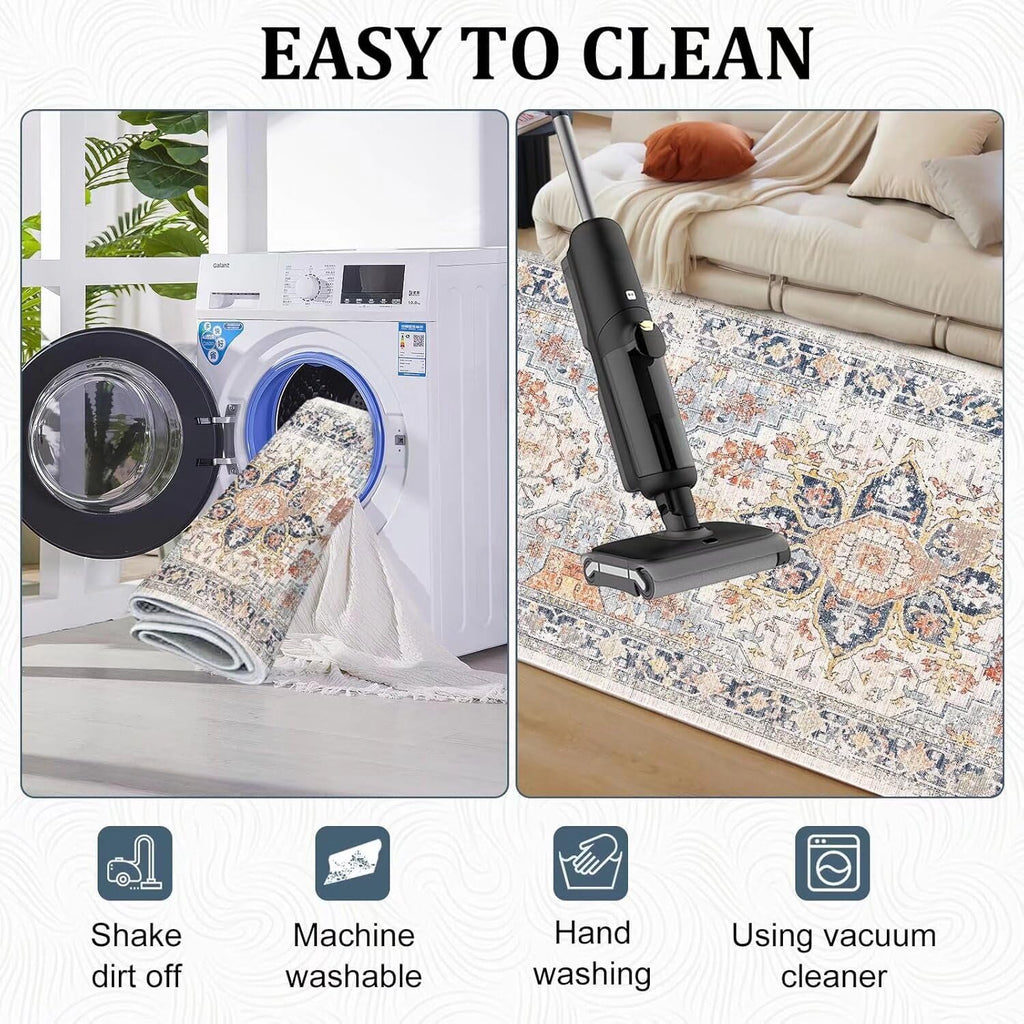 Grosrues Hallway Runner Rug 2'x6' Washable Non Slip Area Carpet - Soft Throw for Bedroom, Water Absorbent Entryway Rug - Indoor Entrance Floor Mat for Kitchen Laundry Room