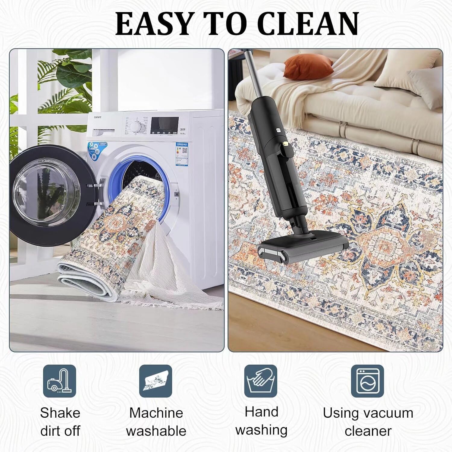 Grosrues Hallway Runner Rug 2'x6' Washable Non Slip Area Carpet - Soft Throw for Bedroom, Water Absorbent Entryway Rug - Indoor Entrance Floor Mat for Kitchen Laundry Room