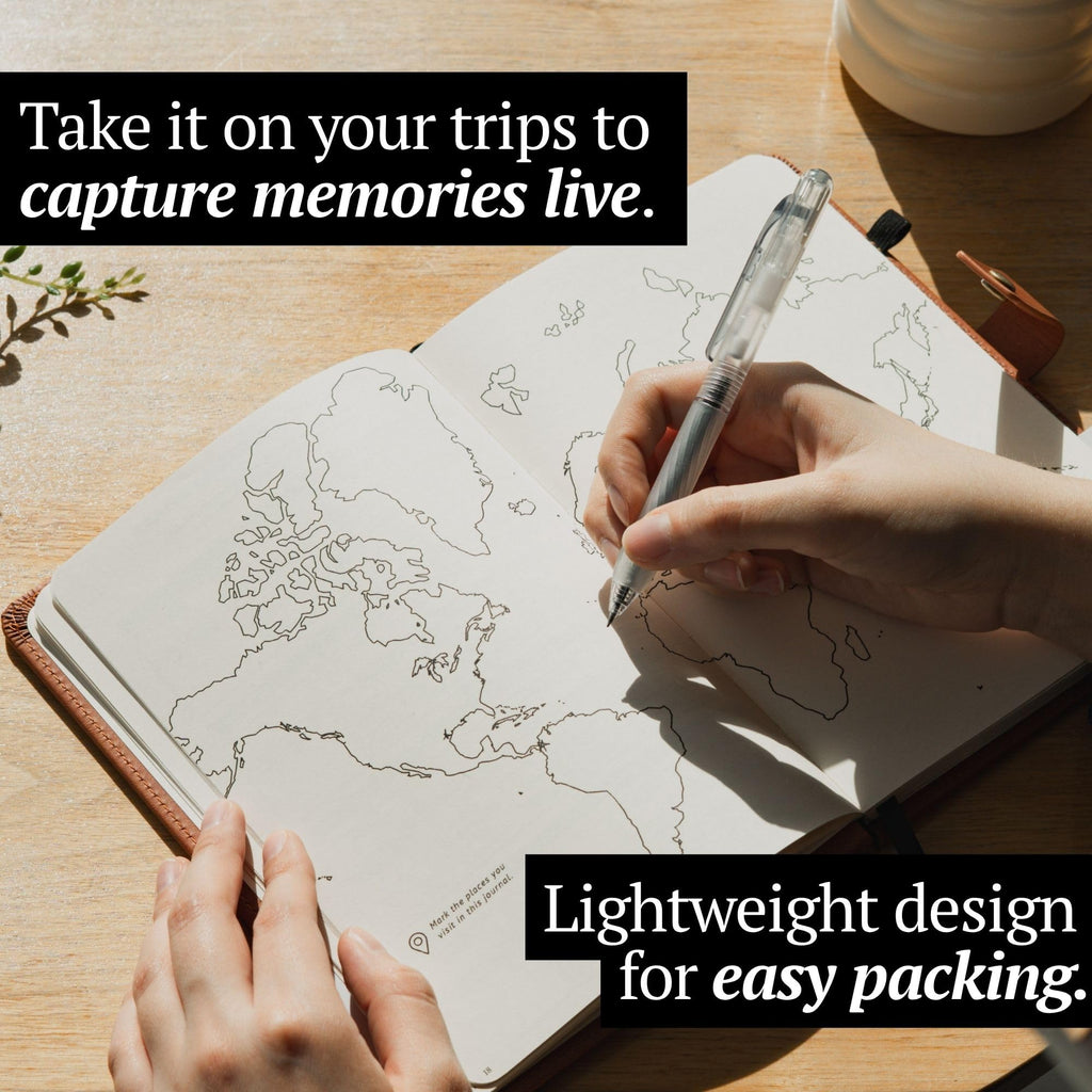 Jamsify Studios Travel Journal with Prompts (Hardcover) 2nd Edition - Vegan Leather Adventure Essential - 2-Page-A-Day Travel Journal (40 Days) for Women Men Nonbinary - A5 Daily Diary & Traveler Notebook - Gift - Present