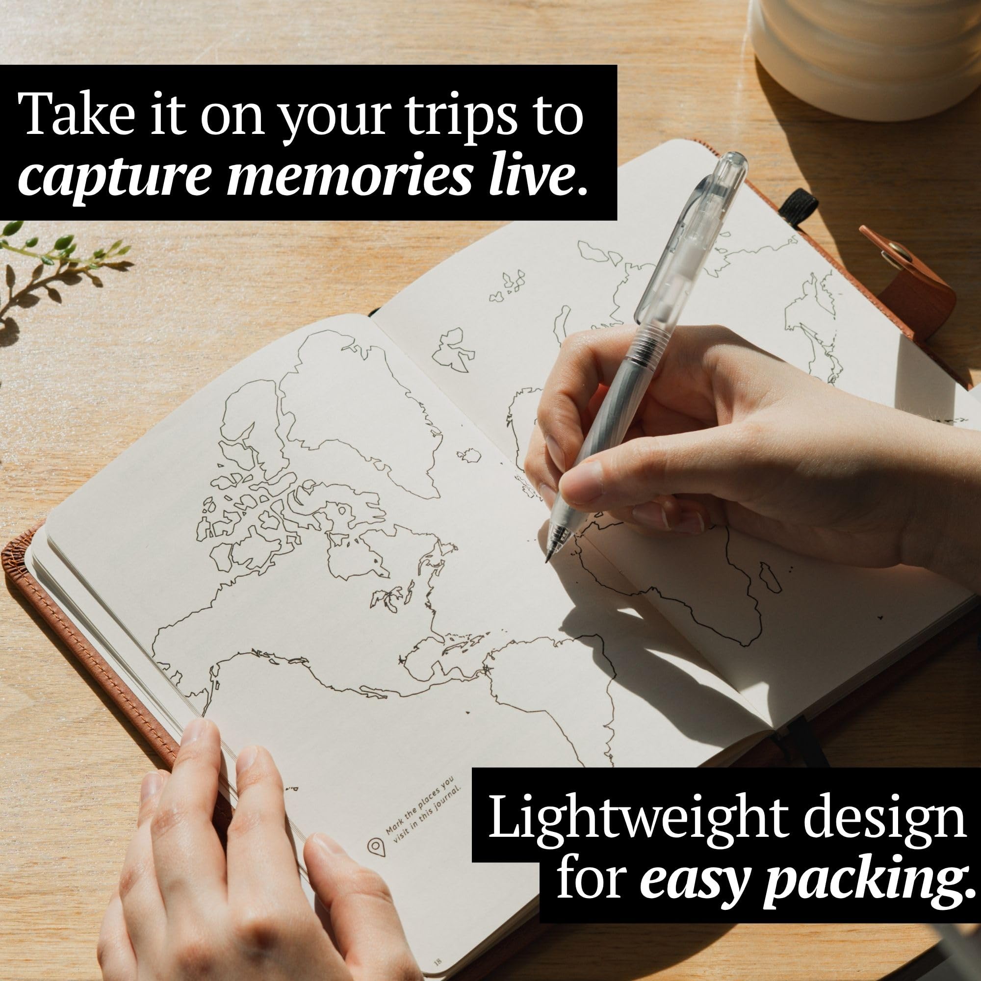 Jamsify Studios Travel Journal with Prompts (Hardcover) 2nd Edition - Vegan Leather Adventure Essential - 2-Page-A-Day Travel Journal (40 Days) for Women Men Nonbinary - A5 Daily Diary & Traveler Notebook - Gift - Present