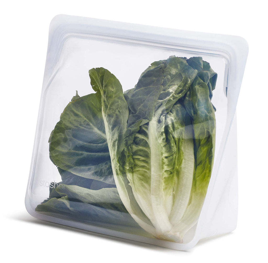 Stasher Premium Silicone Reusable Food Storage Stand-Up Bag Mega, Clear, Microwave, Sous Vide, Dishwasher, Oven and Freezer Safe, BPA Free, Leak-Free, Eco-Friendly, 104 Oz