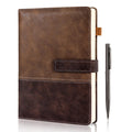 Leather Notebook Journal with Pen, A5 Lined Hardcover Notebook with Magnetic Closure, 240 Pages Daily Journal for Men Women, Ruled Journals Notebooks for Work, Writing, Note Taking - Brown