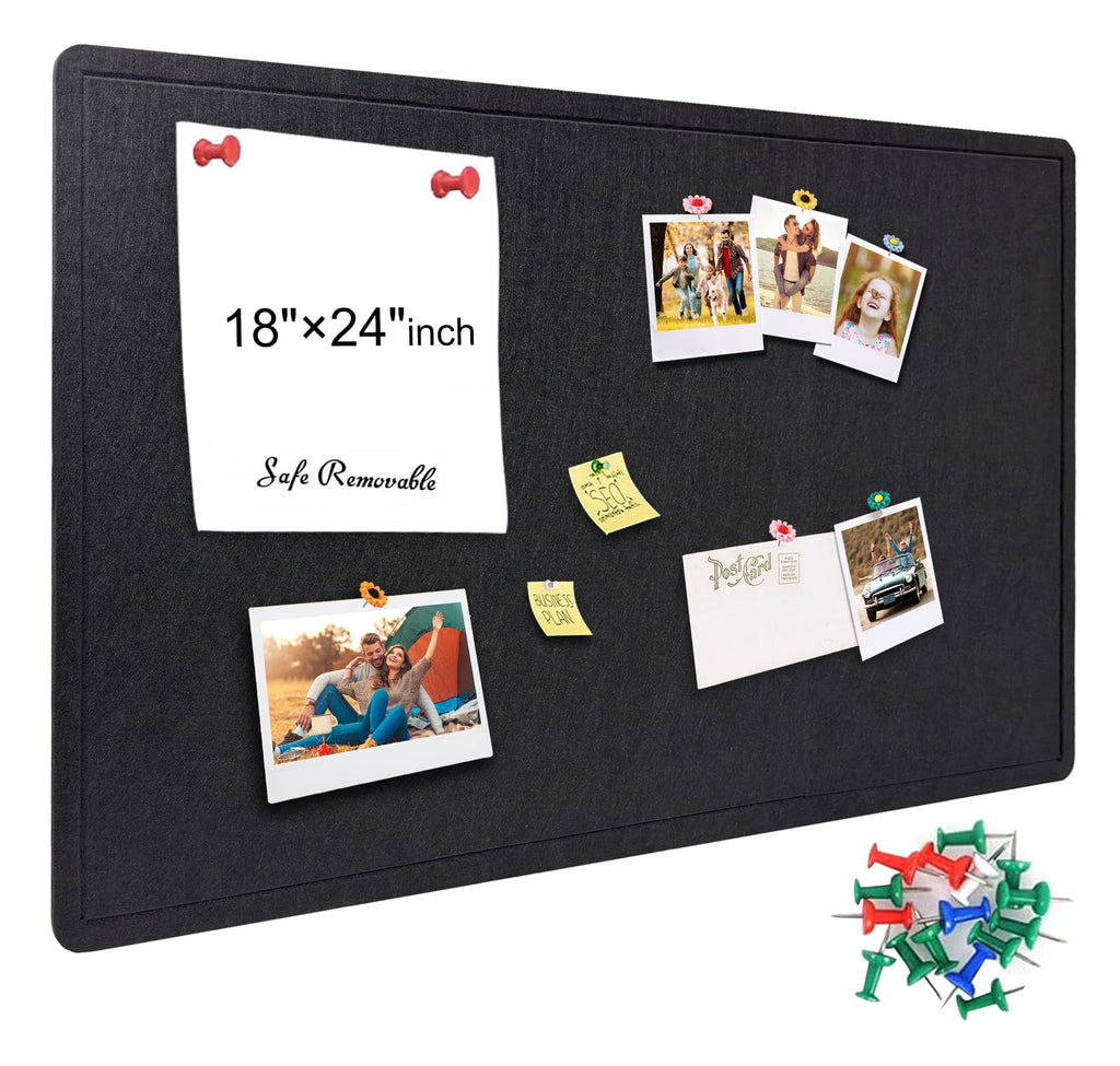 Yunihome Large Bulletin Board - Foldable 24x18 Inches Cork Board Alternative with 20 Push Pins, Self-Adhesive Felt Bulletin Board for Wall, Home Office Classroom Decor