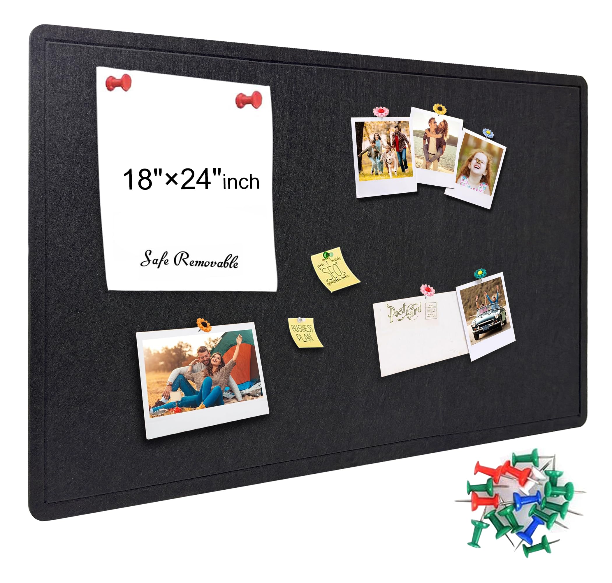 Yunihome Large Bulletin Board - Foldable 24x18 Inches Cork Board Alternative with 20 Push Pins, Self-Adhesive Felt Bulletin Board for Wall, Home Office Classroom Decor