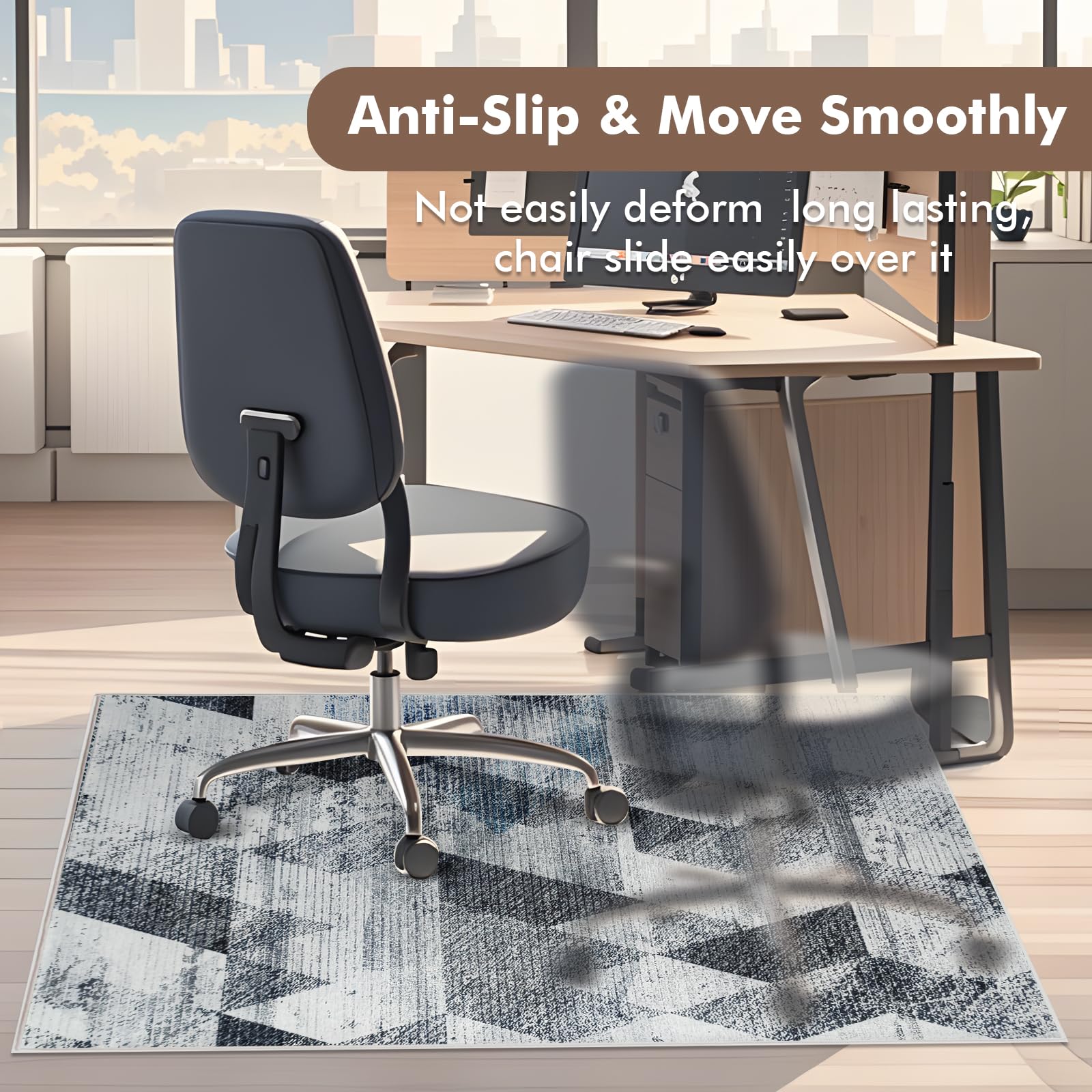 Office Chair Mat 35"x47", Chair Mat for Hardwood Floor, Non-Slip Computer Chair Mats, Mats for Under Desk Chairs, Desk Chair Mats Floors Protector for Office Home, Floor Mat for Offices Chair