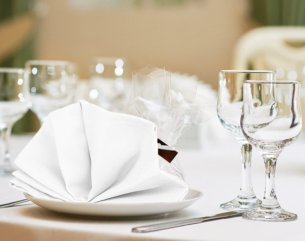 Utopia Home [24 Pack, White] Cloth Napkins 17x17 Inches, 100% Polyester Hemmed Edges, Washable and Reusable Ideal for Parties, Weddings and Dinners