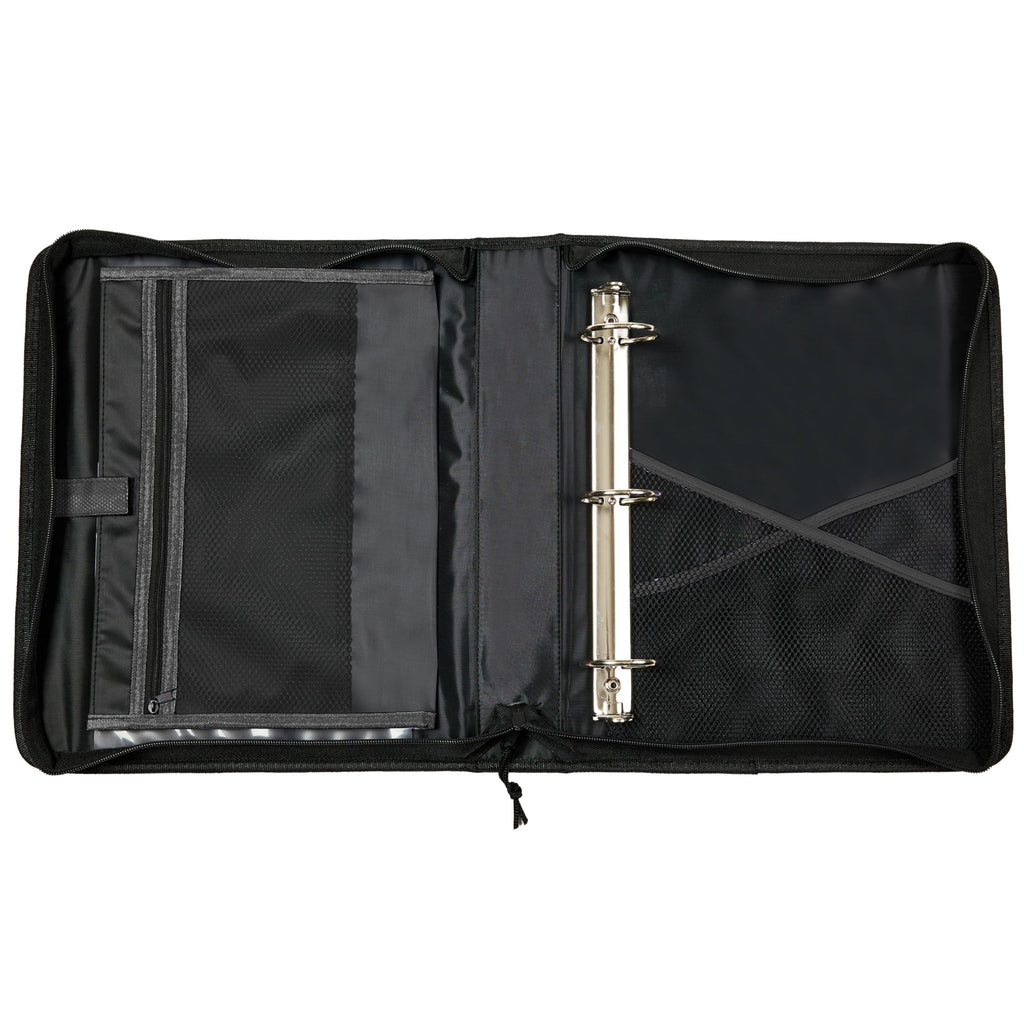 Avery 2" Inch Zipper Binder, 3 Round Rings, Durable Messenger Nylon Zipper Black Binder, Tablet Holder, 6-Pockets with 5 Tab Dividers, Carry-All Storage Binder (26051)