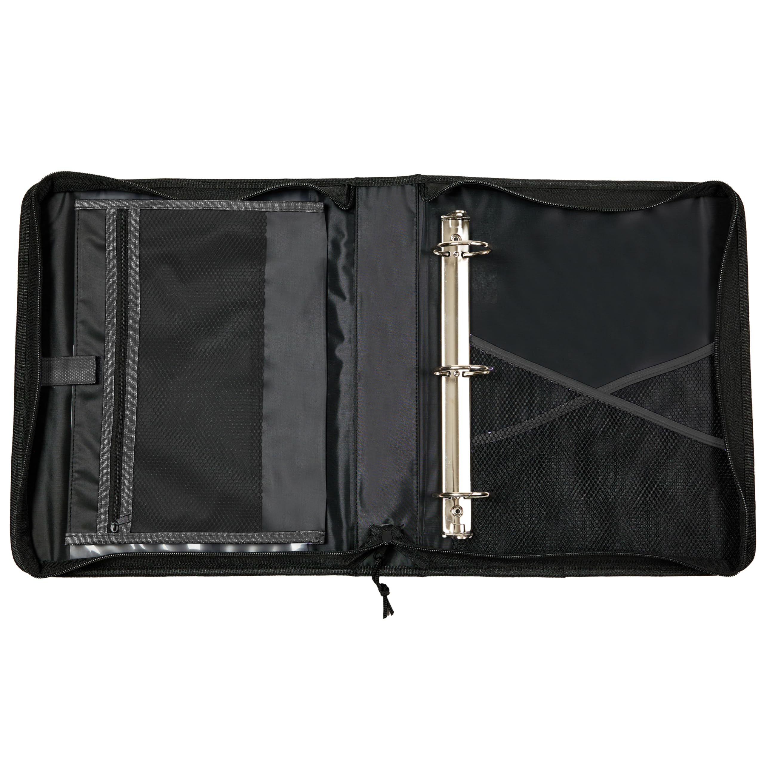 Avery 2" Inch Zipper Binder, 3 Round Rings, Durable Messenger Nylon Zipper Black Binder, Tablet Holder, 6-Pockets with 5 Tab Dividers, Carry-All Storage Binder (26051)