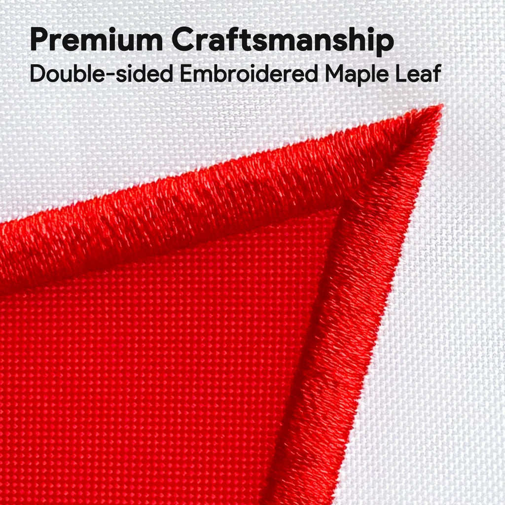 27x54 Inch Canada Flag Heavy Duty 210D Nylon Canadian Flags Outdoor Durable Embroidered Maple Leaf 4 Stitched Fly Ends UV Fade Resistant Official Size Canadian Flag Home Garden Yard Decorations
