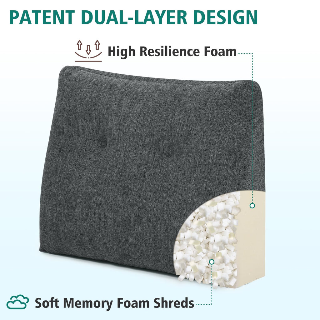 TANYOO Back Support Pillow for Recliner Soft Dual Layer Lumbar Support Pillow with Shredded Memory Foam Ergonomic Orthopedic Couch Lumbar Cushions for Elderly Lower Back Pain Relief Dark Grey