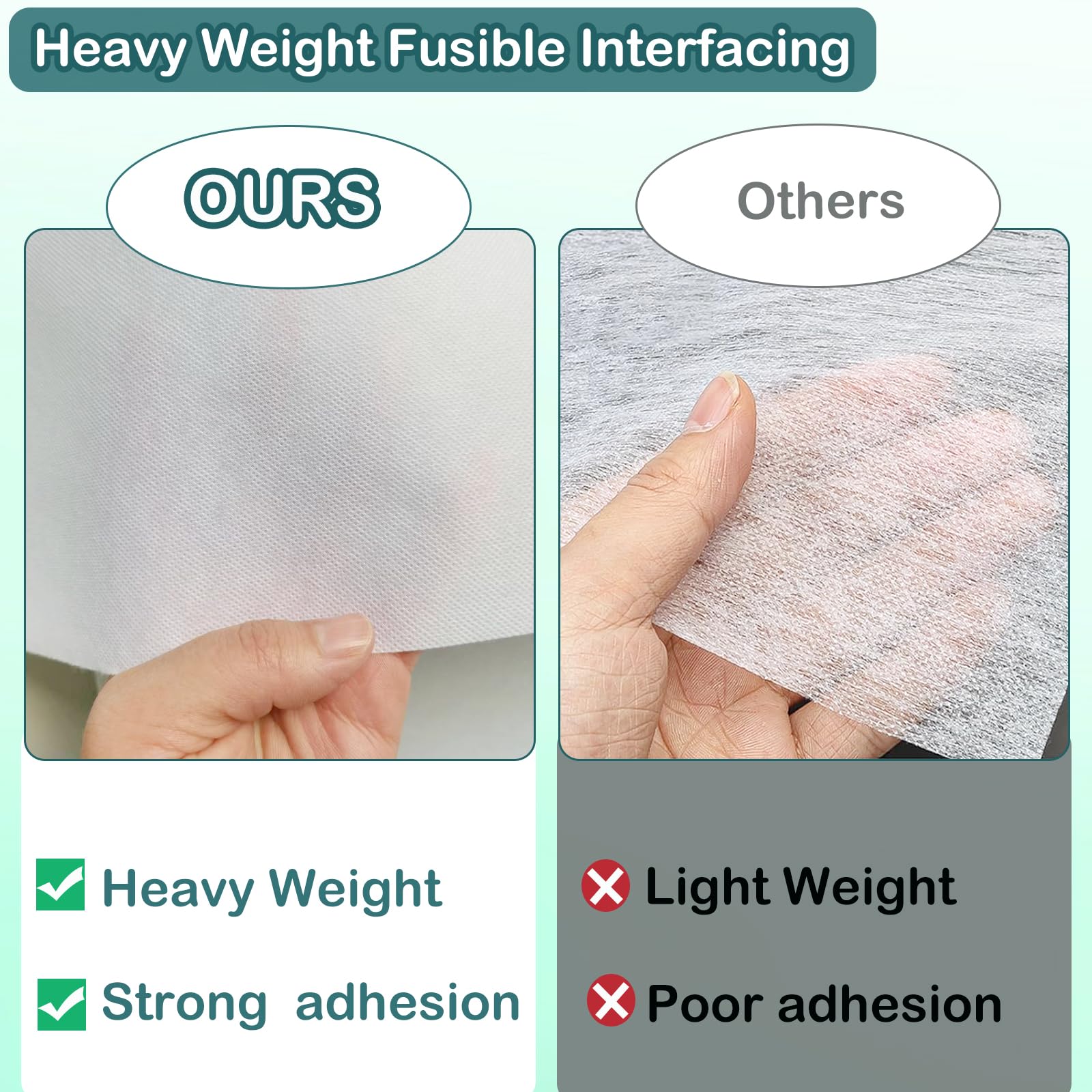 JIMILIFE Heavy Weight Fusible Interfacing for Sewing 11.8inch x 30yard Iron-on Non-Woven Fusible Interfacing White Polyester Single-Sided Interfacing Fabric for Sewing Crafting Projects