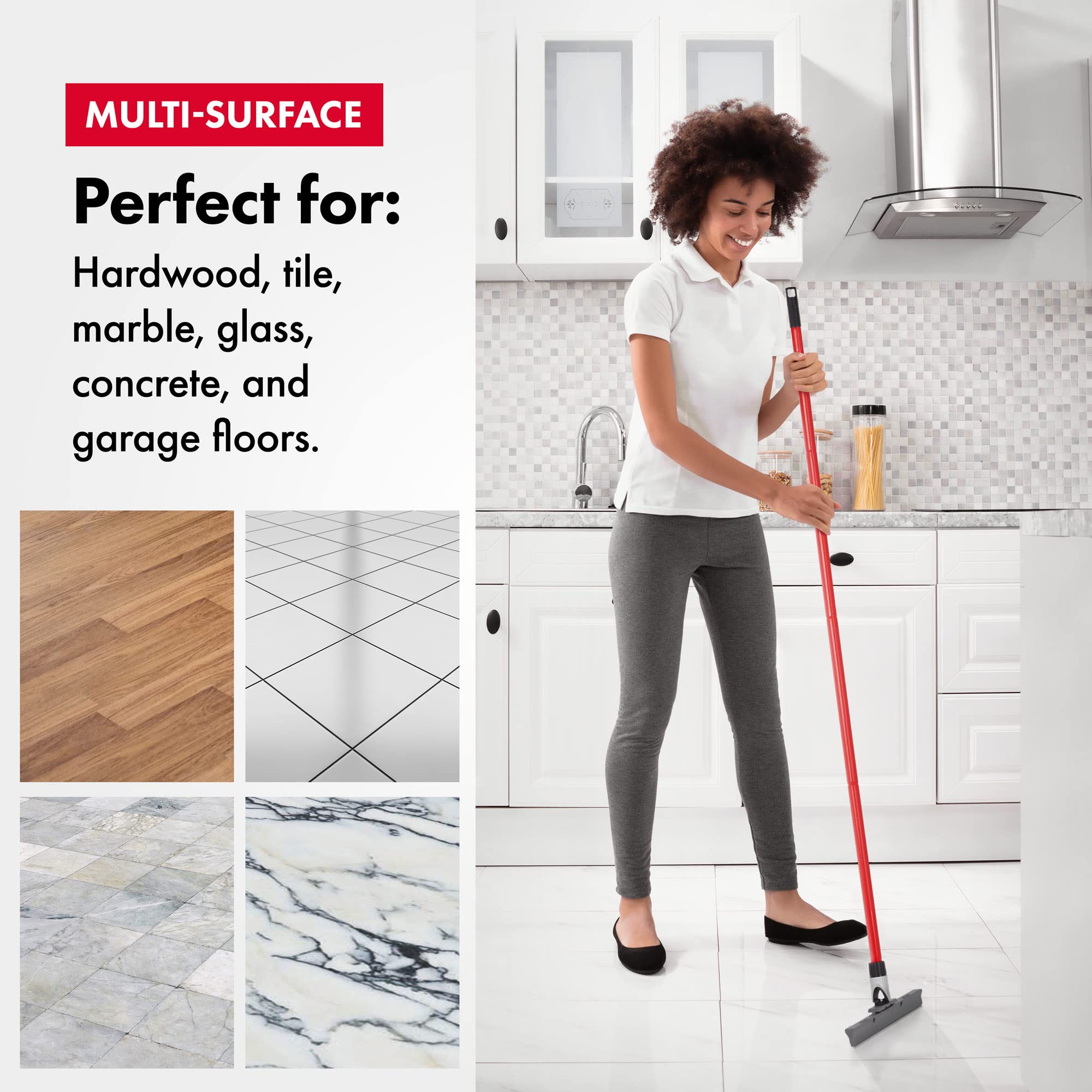 Tyroler Floor Squeegee Heavy Duty, Solid 100% Silicone Squeegee Broom 30 CM, New Aluminum Anti-Rust 4 Part Handle, Adjustable Knuckle Joint, Squeegee Floor for Washing, Drying, Bathroom, Wet Room