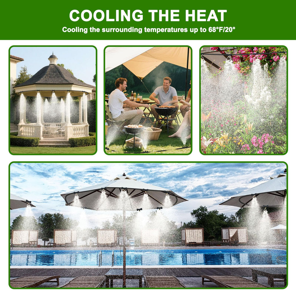 LASTOOLS Misters for Outside Patio, 19FT(6M) Misting Line+6 Mist Nozzles, Outdoor Misting Cooling System for Patio Backyard Garden Greenhouse