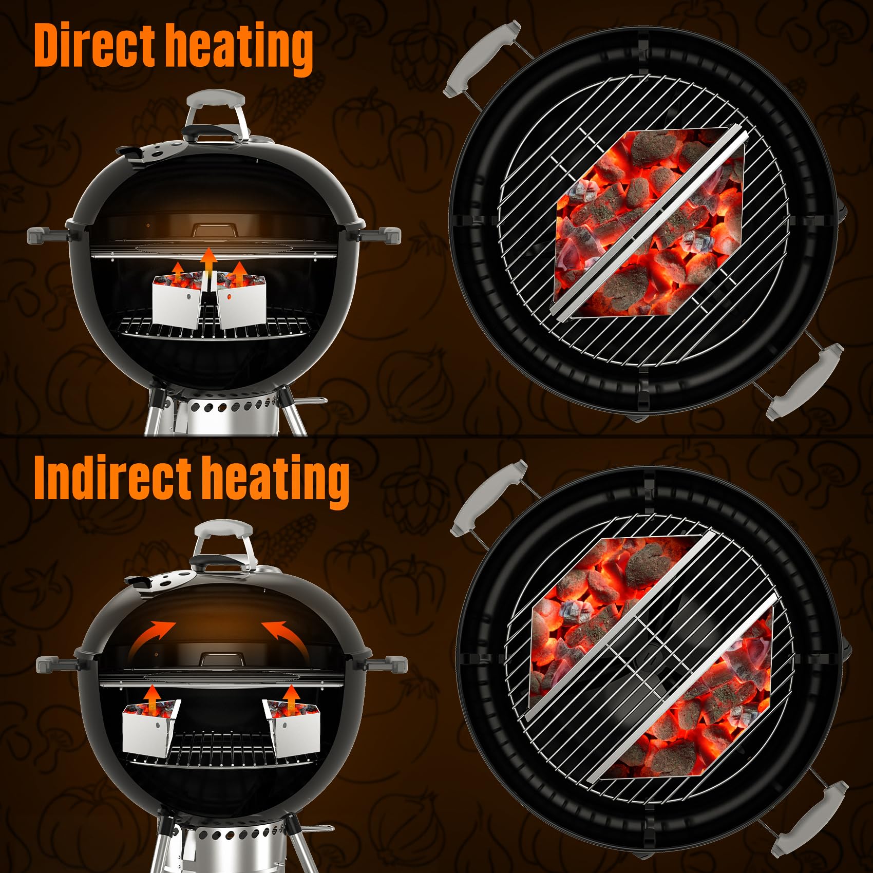 only fire Charcoal Basket Charcoal Briquet Holder Replacement for Weber 22 1/2 inch Kettle Grills - 2 pcs