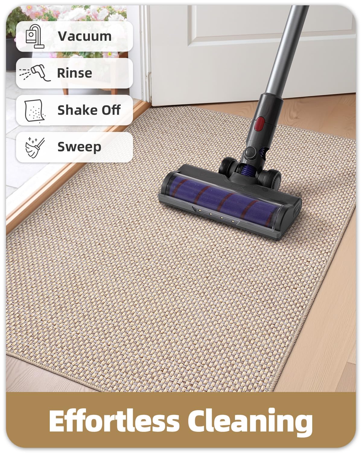 Color&Geometry Small Thin Door Mats Indoor 17"x30"- Anti Slip, Low Profile, Easy Clean Inside Doormat Rug for House Entrance/Entryway/Entry Floor, Khaki (Rolled-up NO Creases)
