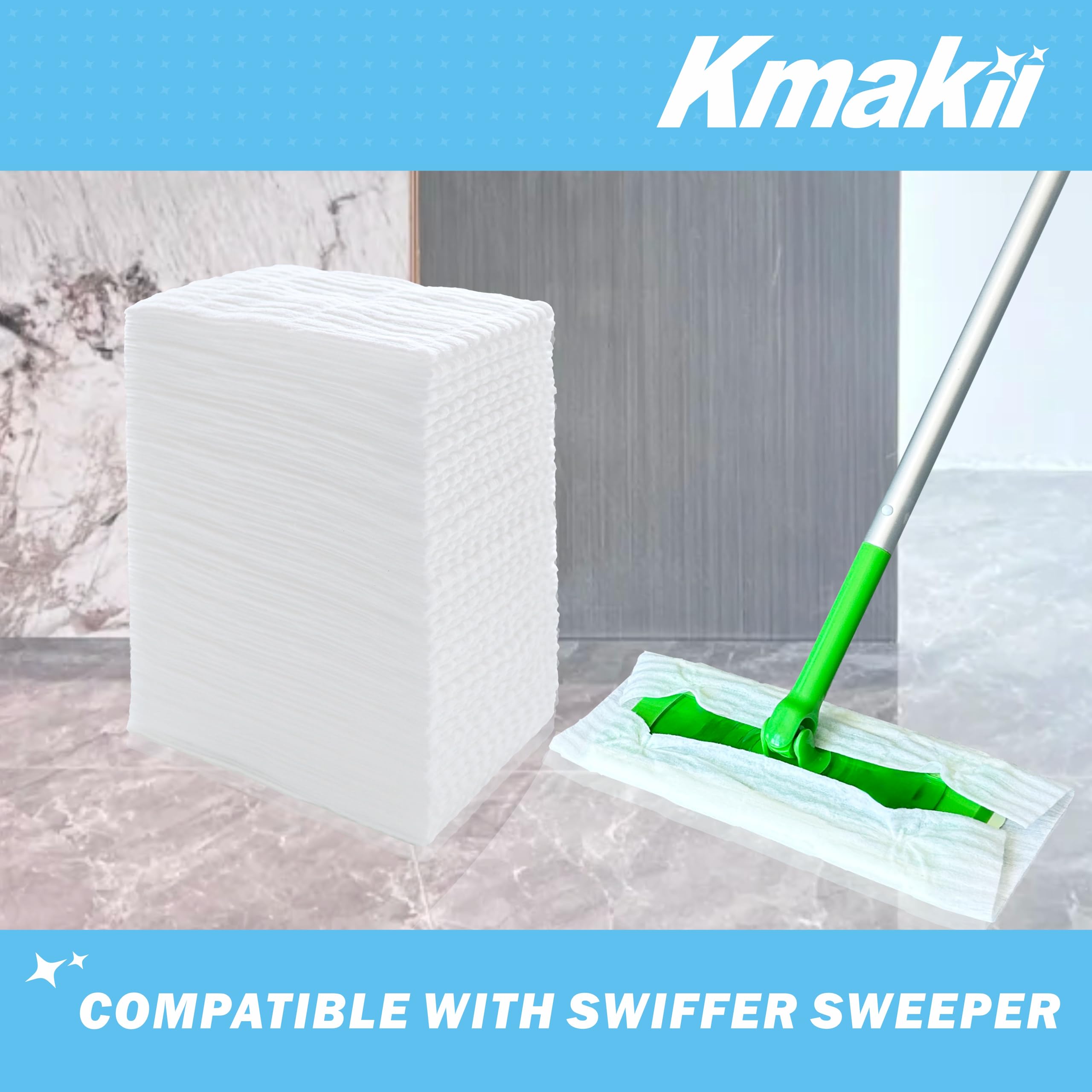 KMAKII Dry Sweeping Cloths Dry Mop Refills for Floor Mopping and Cleaning Disposable Dusting Cloths Electrostatic Cloths Unscented 120 Counts
