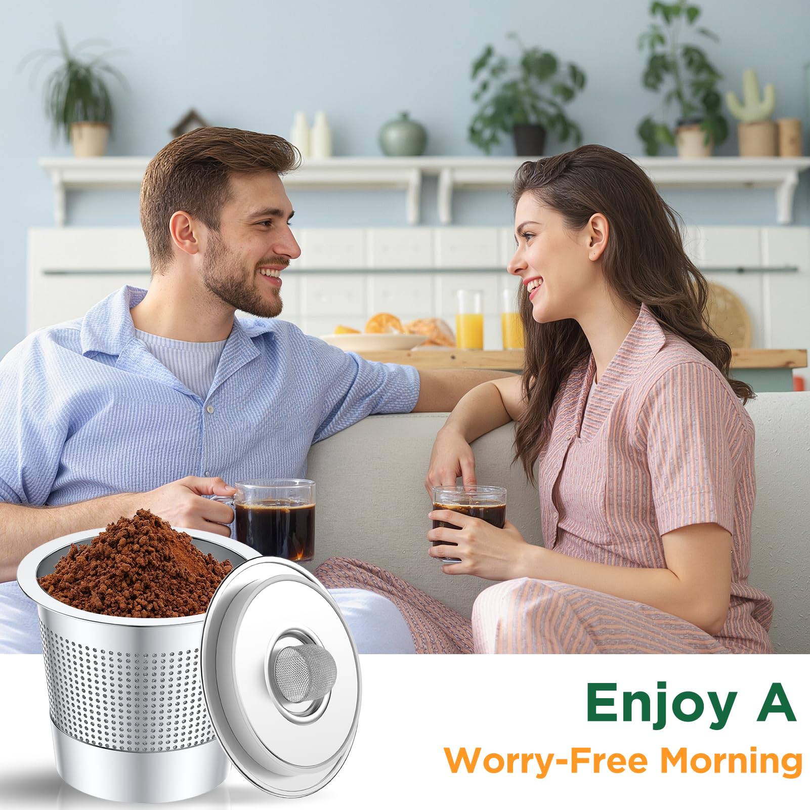AANQQ Reusable K Cups Coffee Pods: Upgraded Dual-Layer Mesh Stainless Steel K Cup - Refillable Metal Coffee Pods Filter Fit Keurig 1.0 Coffee Maker - Richer Coffee/NO-Residue/Eco-Friendly (2-Pack)