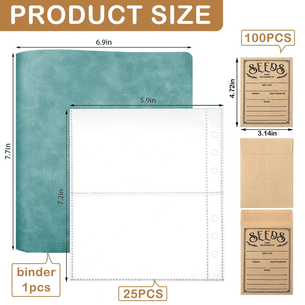 100Pc Self-Sealing Seed Envelopes for Garden, Saving, Collection, and Organization - Storage Box and Binder Included - Ideal for Every Gardener (Green)