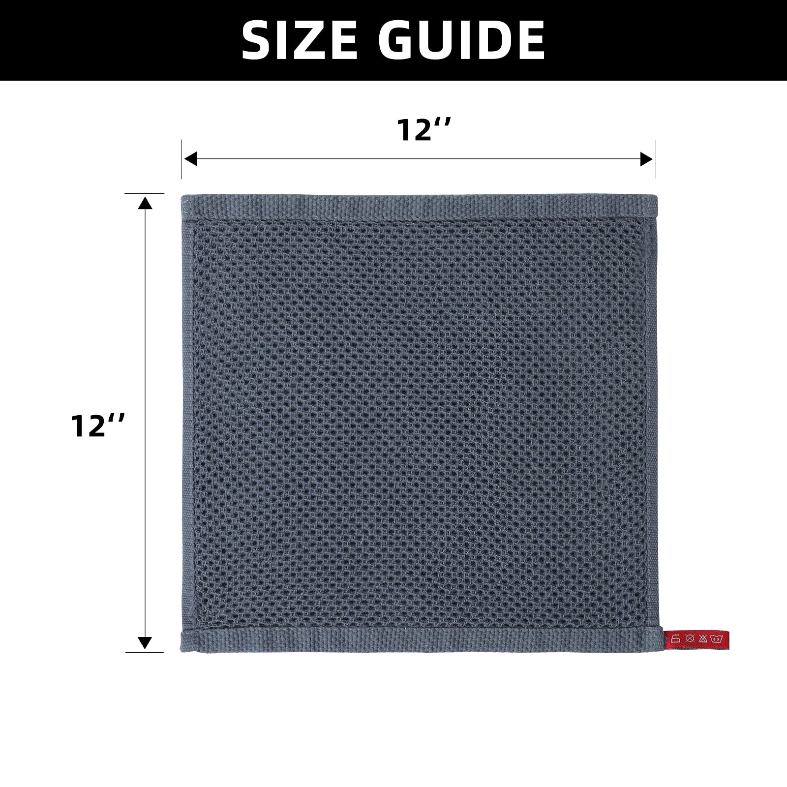 SFTXEY 100% Cotton Kitchen Dish Cloths, 10-Pack Waffle Weave Dish Towels, Ultra Soft Absorbent Quick Drying for Kitchen Towels Set Dish Rags, 12x12 Inches(Dark Gray)