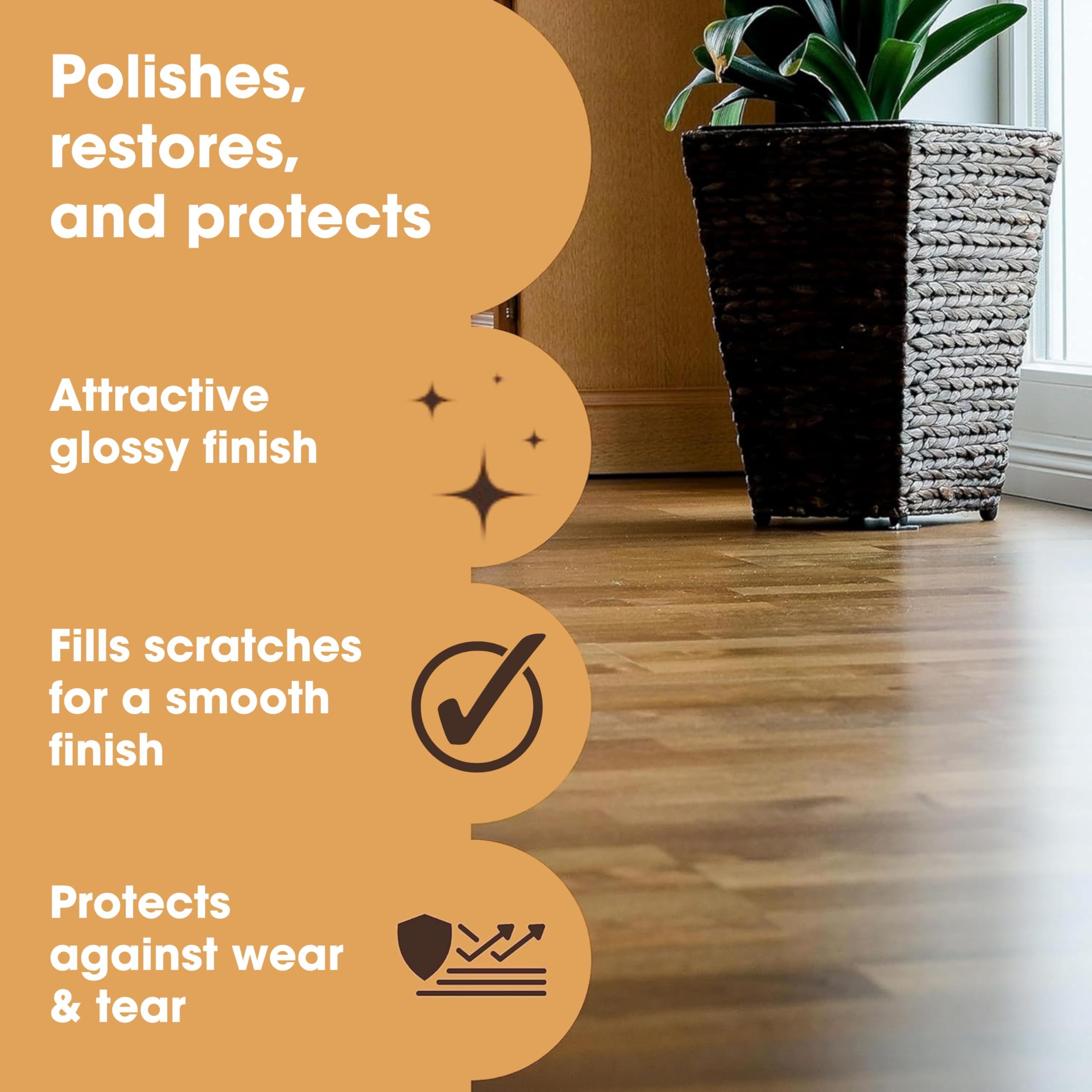 Furniture Clinic Laminate Floor Polish | 1700 Sq Ft Coverage | Polishes to a Glossy Finish | Protects Against Stains & Fills Scratches | For All Types of Laminate Flooring | 17oz/500ml