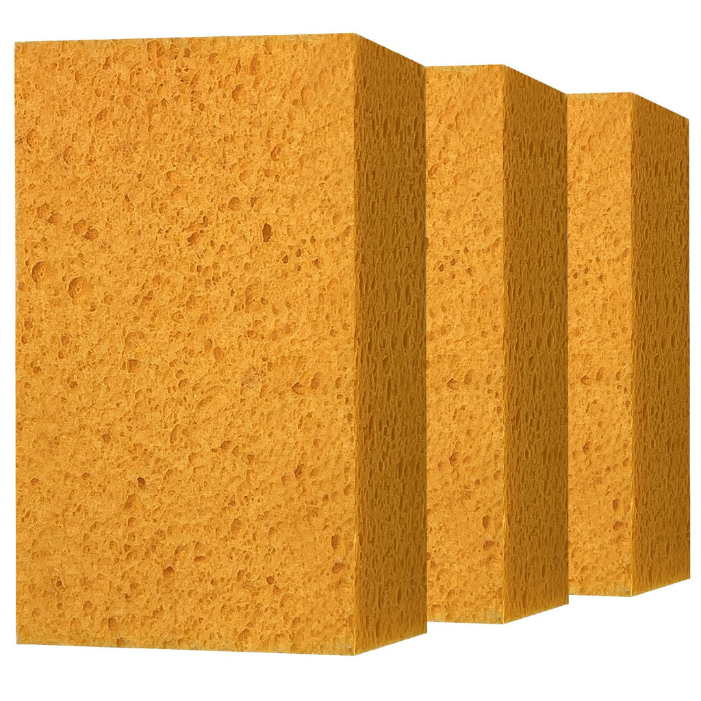 Wash Sponges, 3 Pack Extra Thick Large Cleaning Sponge Multi-Purpose for Bathroom Kitchen Household Bike Boat Car, Large Size Sponges 4'' X 6'' X 2" (Yellow)