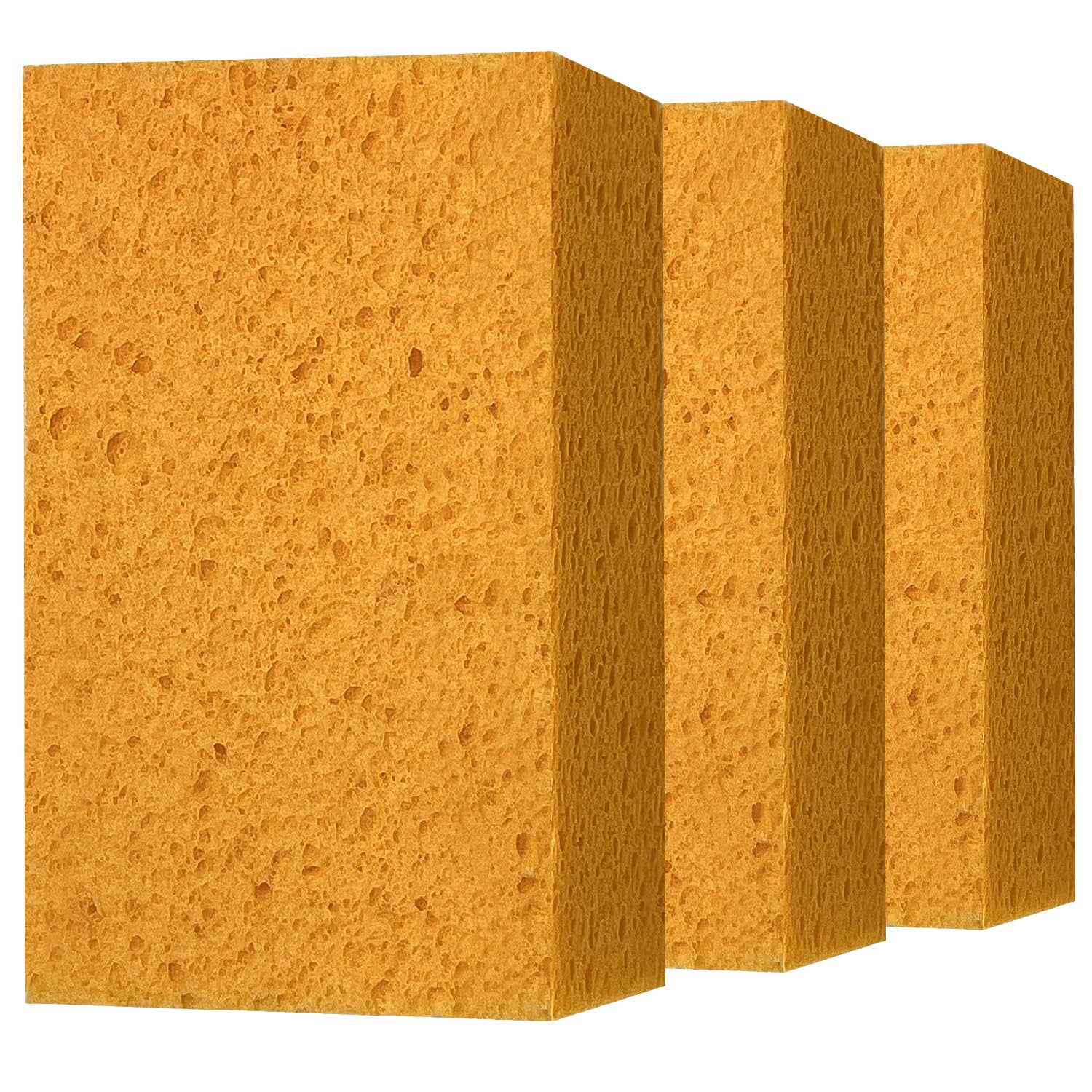 Wash Sponges, 3 Pack Extra Thick Large Cleaning Sponge Multi-Purpose for Bathroom Kitchen Household Bike Boat Car, Large Size Sponges 4'' X 6'' X 2" (Yellow)