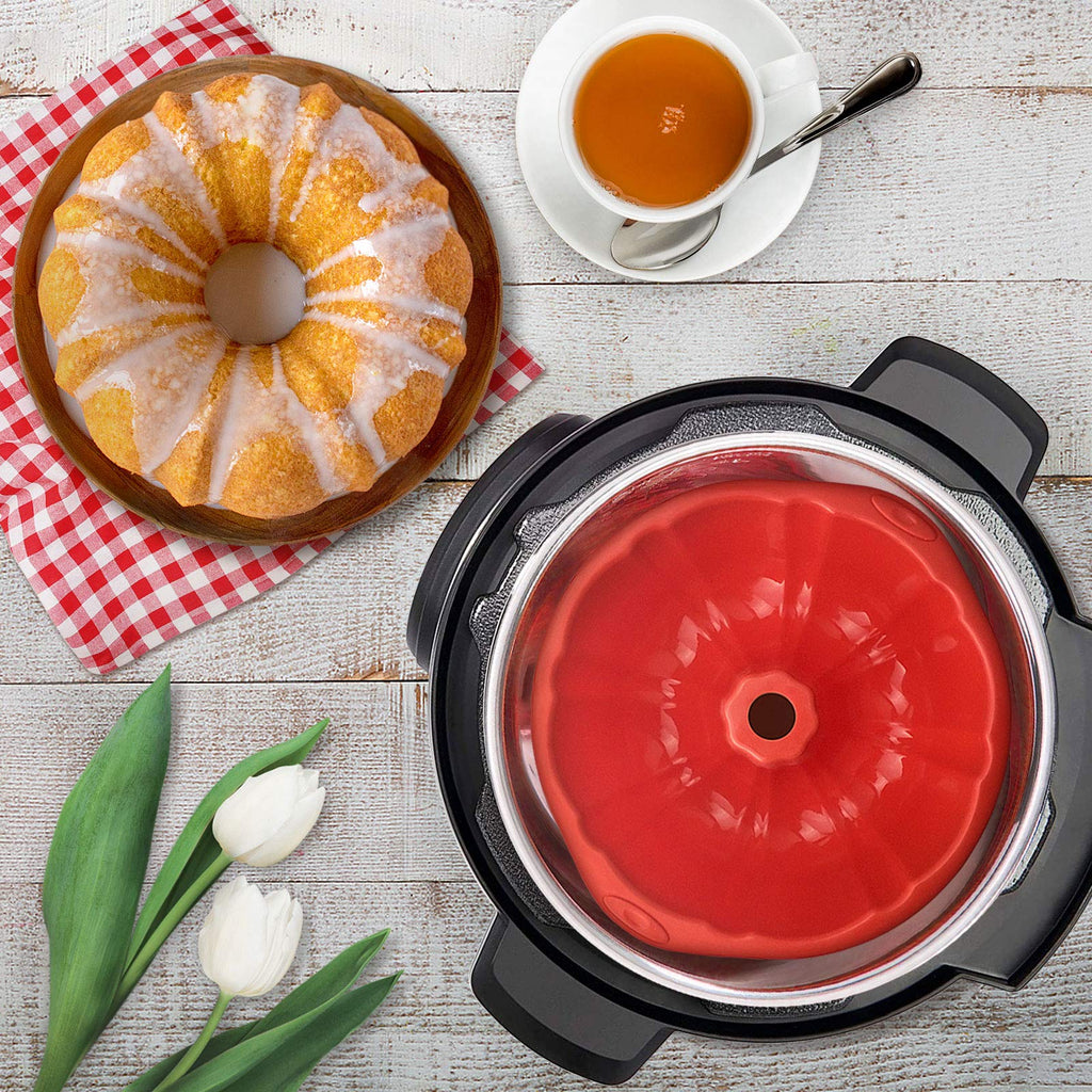 Nonstick Fluted Cake Pans (2 Pack) - 7 inch Silicone Cake Pans for Jello, Monkey Bread and Bunte Cake