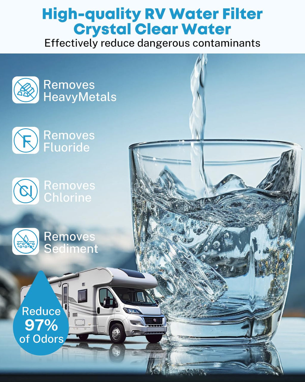 Kohree RV Water Filter, RV Marine KDF Inline Water Filter with NSF & BPA Free Certified, Greatly Reduce Chlorine Heavy Metals Bad Taste Odors and Sediment - 2 Pack