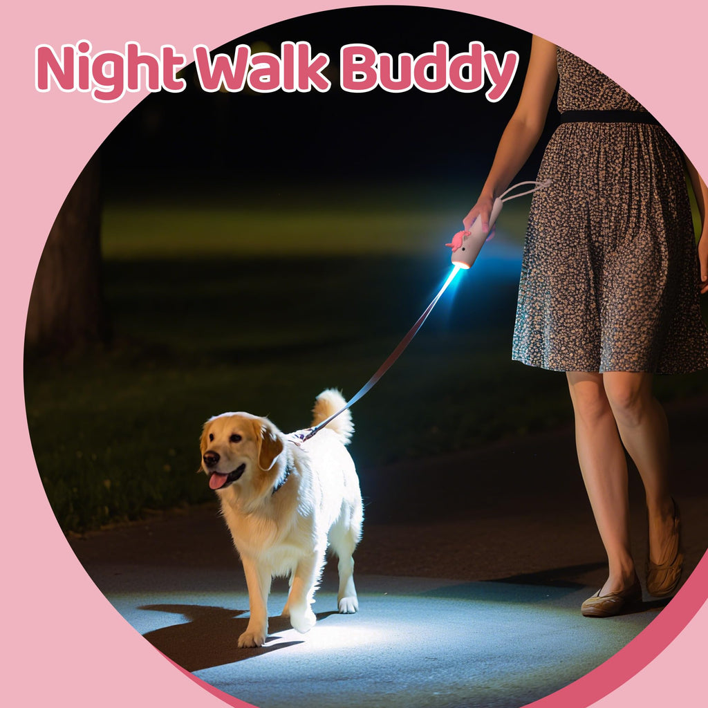 Ammonite Cute Unicorn Dimmable Silicone Flashlight, Portable Animal Flashlights with Hanging Strap, Compact Rechargeable Camping Light for Hiking Emergencies and Outdoor Use