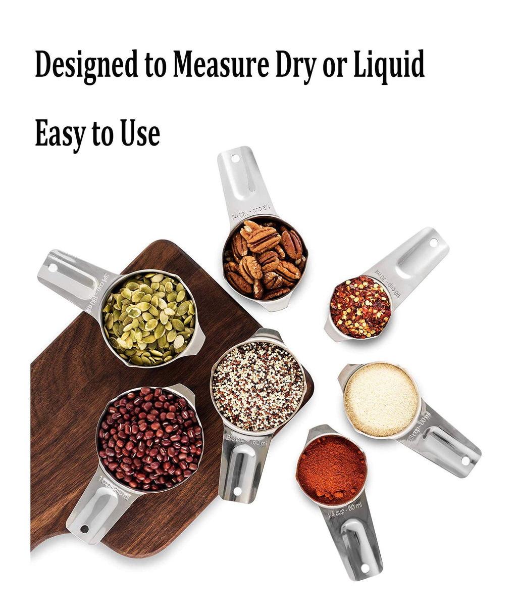 Measuring Cups Stainless Steel 7 Piece Stackable Set for Dry or Liquid Ingredients Measurement - Kitchen Gadgets & Utensils Metal Measuring Cups Best for Cooking & Baking…