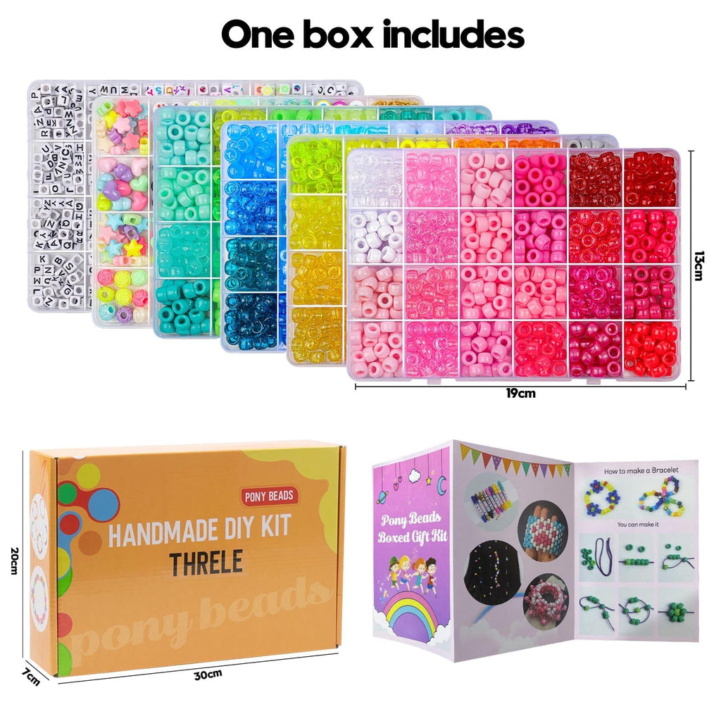 THRELE 4000pcs Pony Beads Friendship Bracelet Making Kit Included 96 Colors Kandi Bead,Letter Beads,Beads for Bracelet Making Kit DIY Crafts