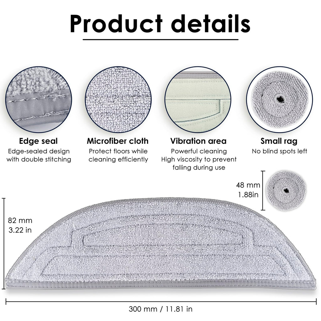 (10 Pack) Mop Pads Refills Compatible with Roborock S8 MaxV Ultra, S8 Max Ultra Robot Vacuum, VibraRise Mop Pads with Dual Sonic Vibrations Modules, Mop Cloth with Edge Mop Pad, 5 Sets