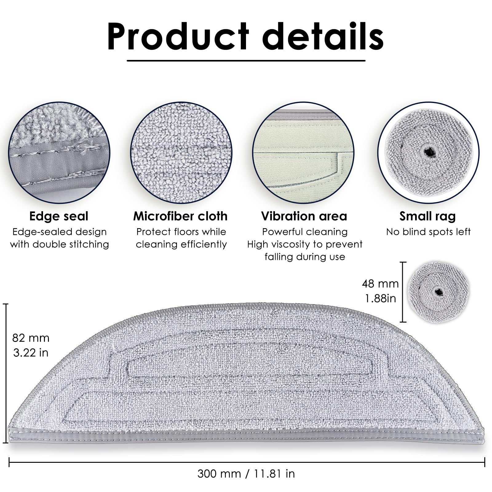 (10 Pack) Mop Pads Refills Compatible with Roborock S8 MaxV Ultra, S8 Max Ultra Robot Vacuum, VibraRise Mop Pads with Dual Sonic Vibrations Modules, Mop Cloth with Edge Mop Pad, 5 Sets
