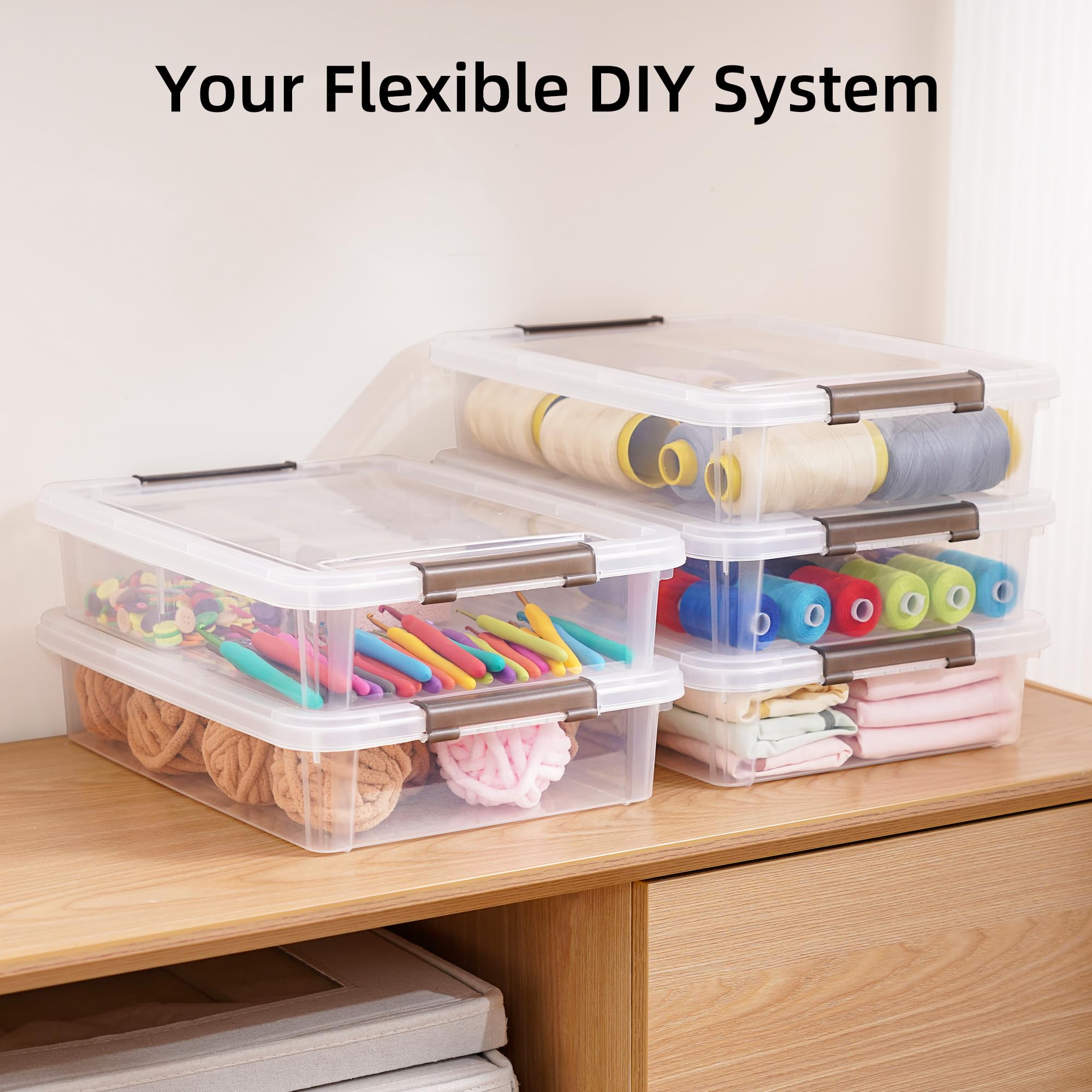 Citylife 3 PCS Plastic Storage Bins with Latching Lids Clear File Box Portable Storage Containers for Organizing A4 Paper, Document, Scrapbook, 14.65" x 10.43" x 2.87"