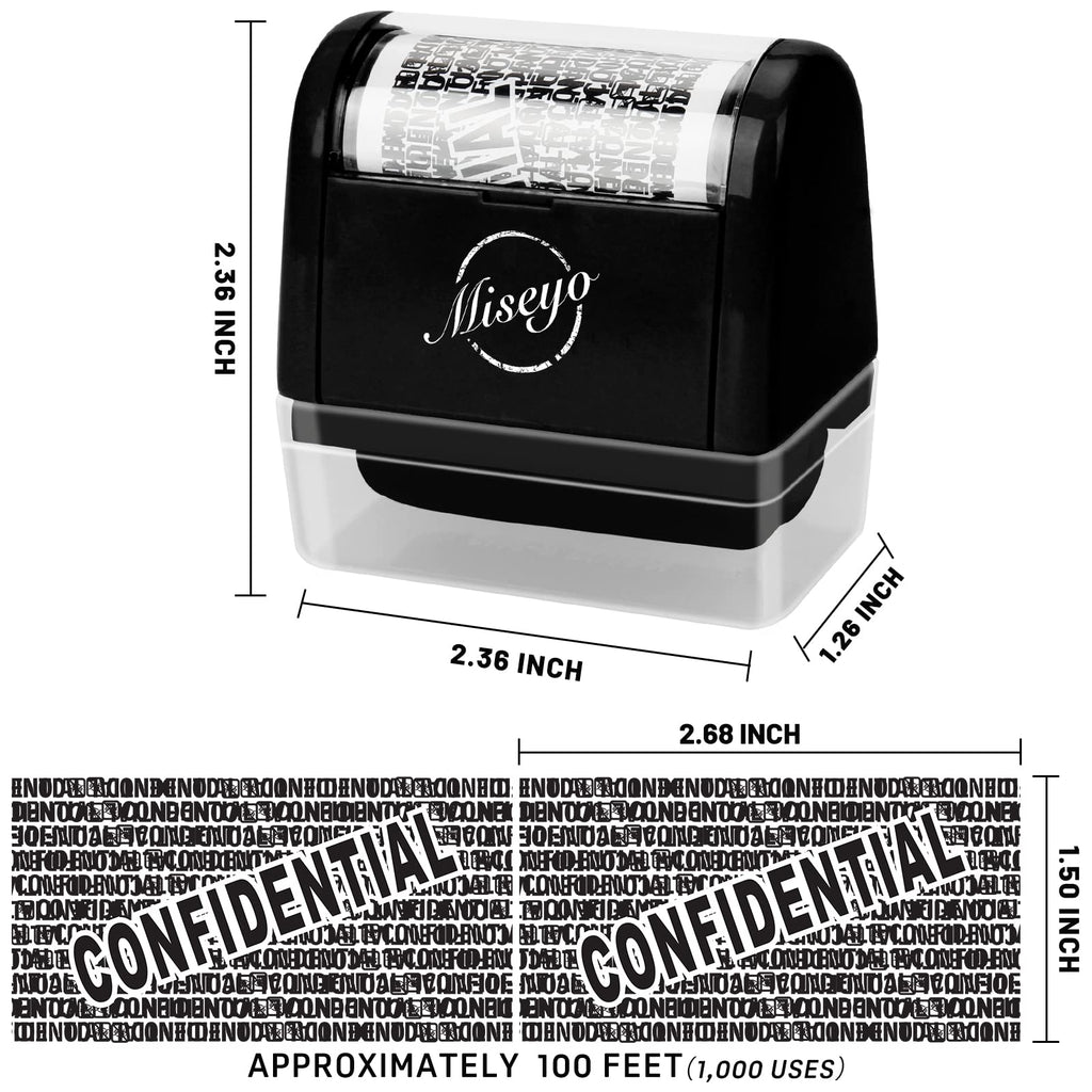 Miseyo Identity Theft Protection Roller Stamp Set - Black (6 Refill Ink Incleded)