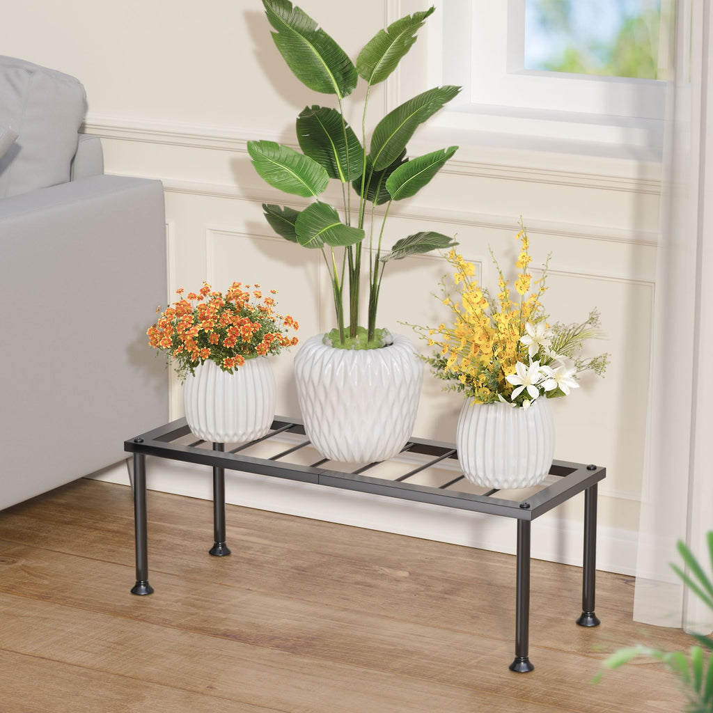 Josmimic 1 Tier Plant Stand - Ladder Plant Holder - Metal Plant Shelf Multiple Flower Pot Holder Flower Pot Holder for Indoor Corner Clearance Outdoor Outside Courtyard.