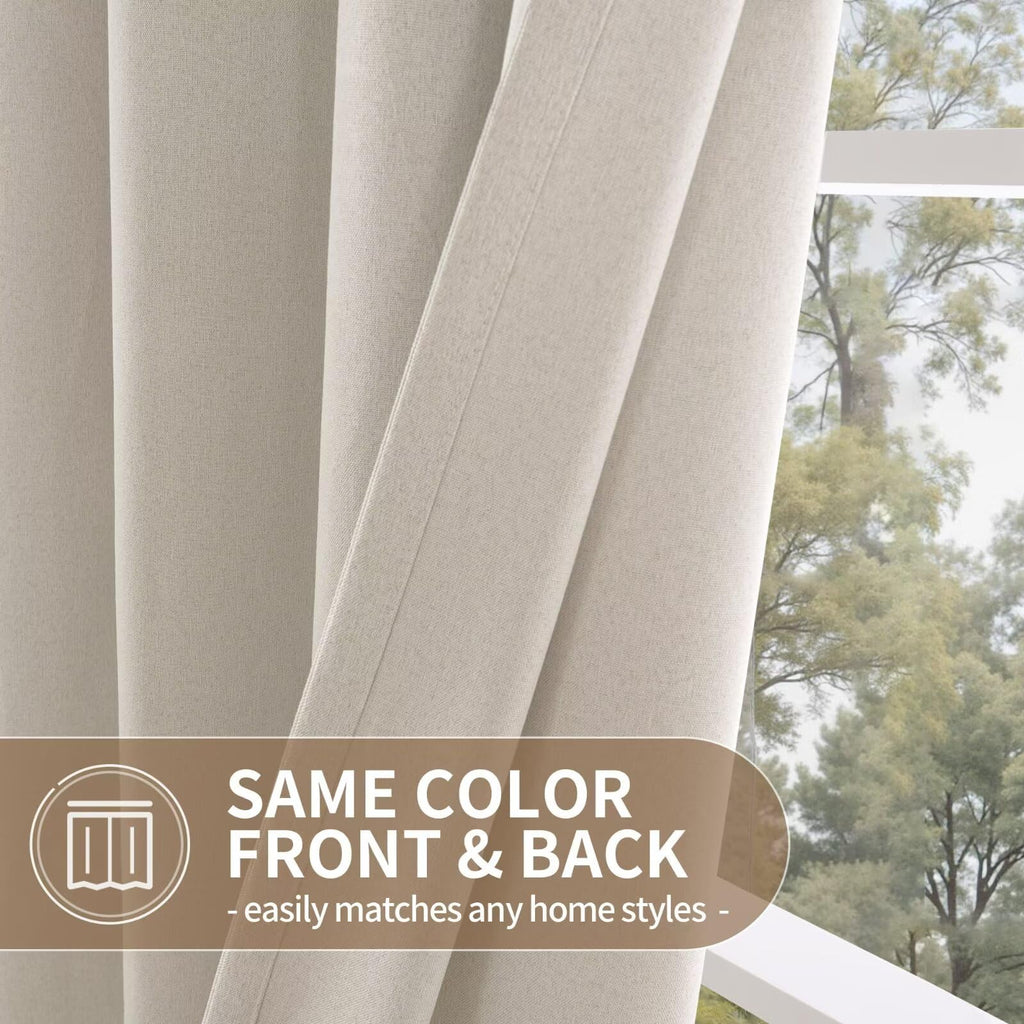 YoungsTex Blackout Curtains for Bedroom - Linen Curtains 84 Inches Long Thermal Insulated Light Blocking Grommet Window Drapes for Living Room, 2 Panels, 52x84 Inch