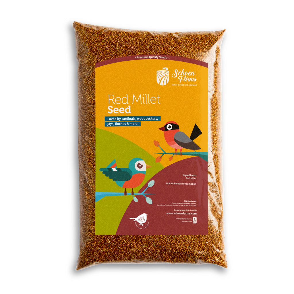 Schoen Farms Red Millet Bird Seed – 2.27 kg Bag – Natural Grain for Cardinals, Chickadees, Woodpeckers & Songbirds – Canadian Grown