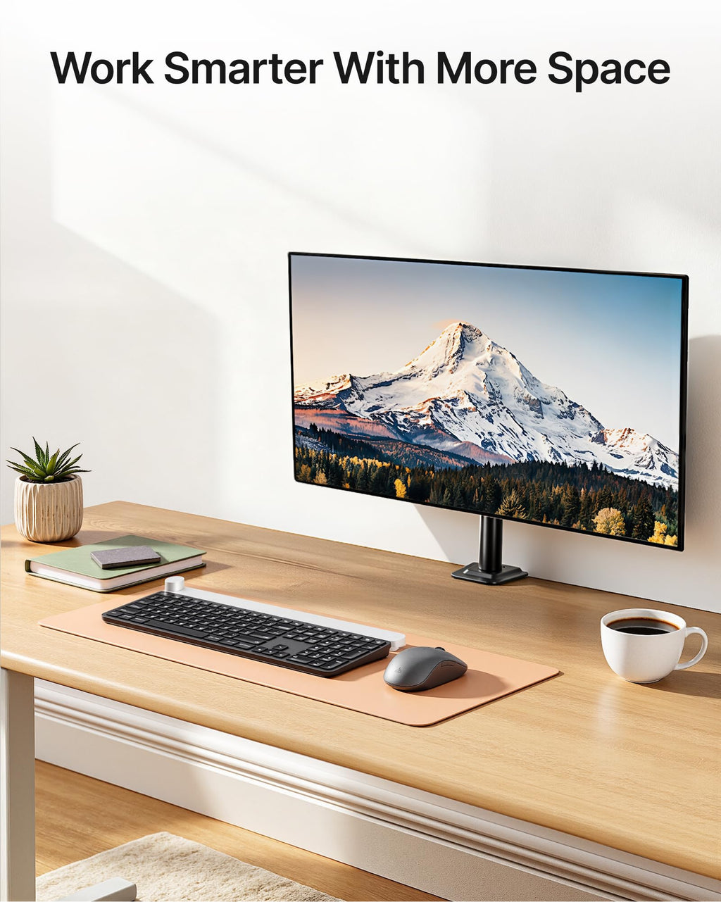 monTEK Single Monitor Stand, Stable Monitor Arm for 17-32 inch& 22lbs Capacity Screen, Height Adjustable Desk Mount with C Clamp and Grommet Base, VESA 75 * 75MM/ 100 * 100MM