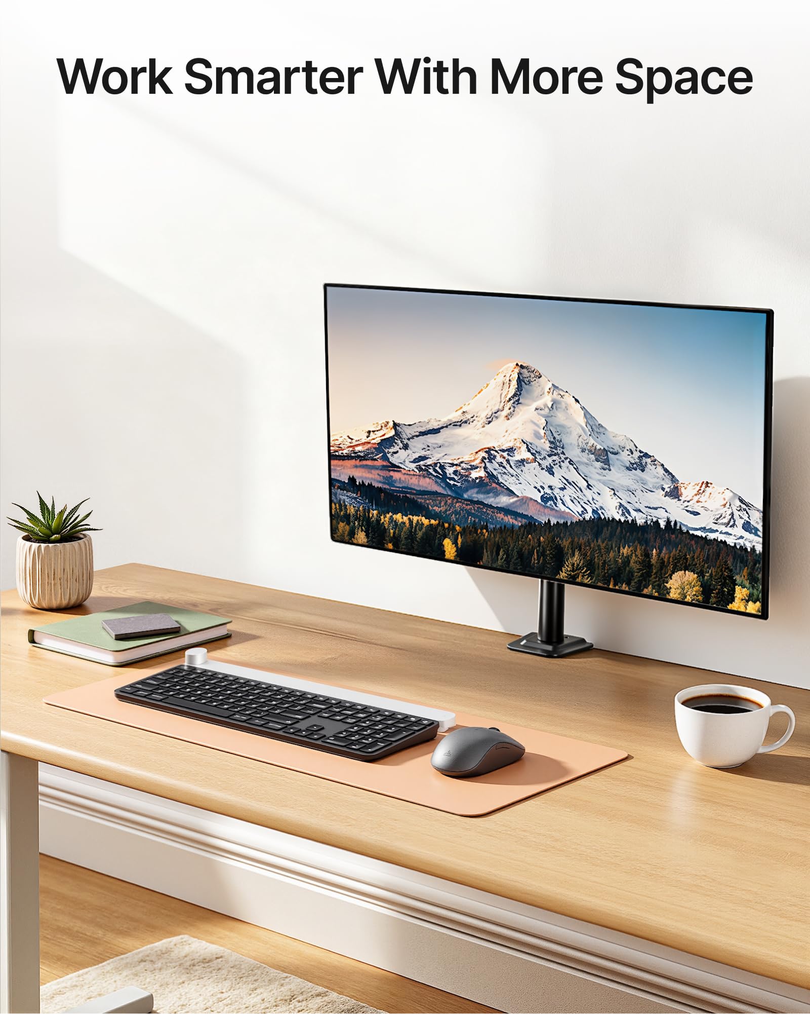 monTEK Single Monitor Stand, Stable Monitor Arm for 17-32 inch& 22lbs Capacity Screen, Height Adjustable Desk Mount with C Clamp and Grommet Base, VESA 75 * 75MM/ 100 * 100MM
