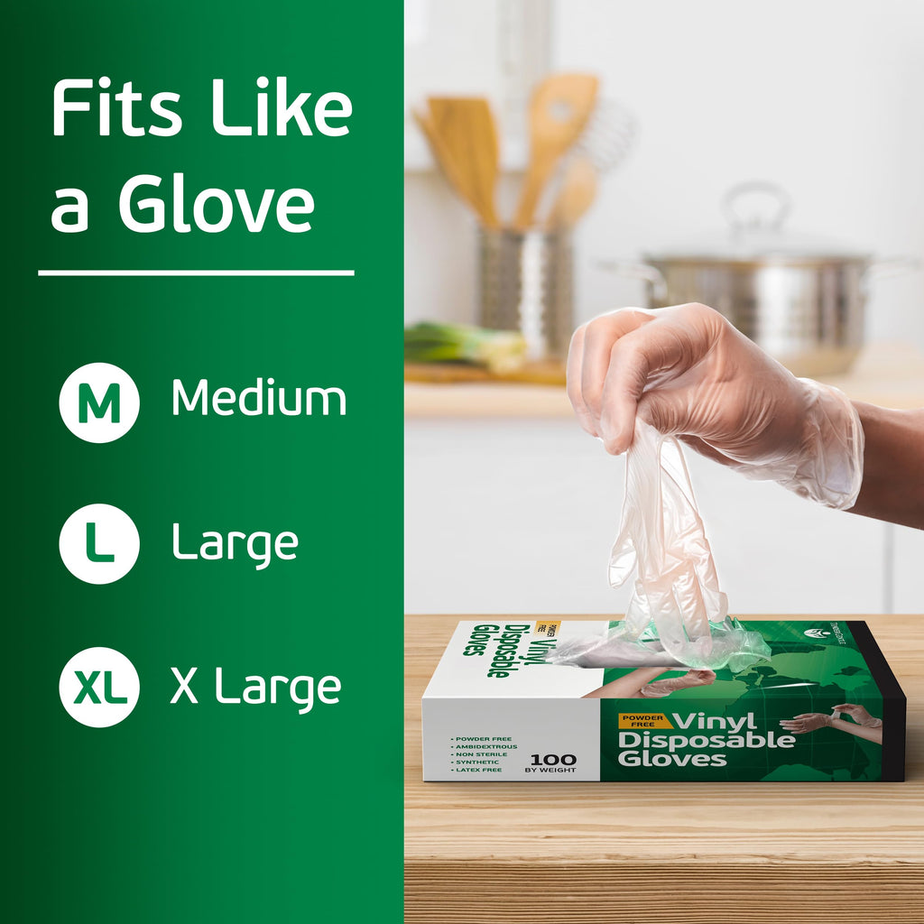 TenderGentle Vinyl Disposable Gloves for Cooking and Food Prep - 100 Clear Large Latex Free Disposable Gloves - Food Safe Gloves for BBQ, Cooking, Food Prep, Cleaning, and More - Guantes Desechables