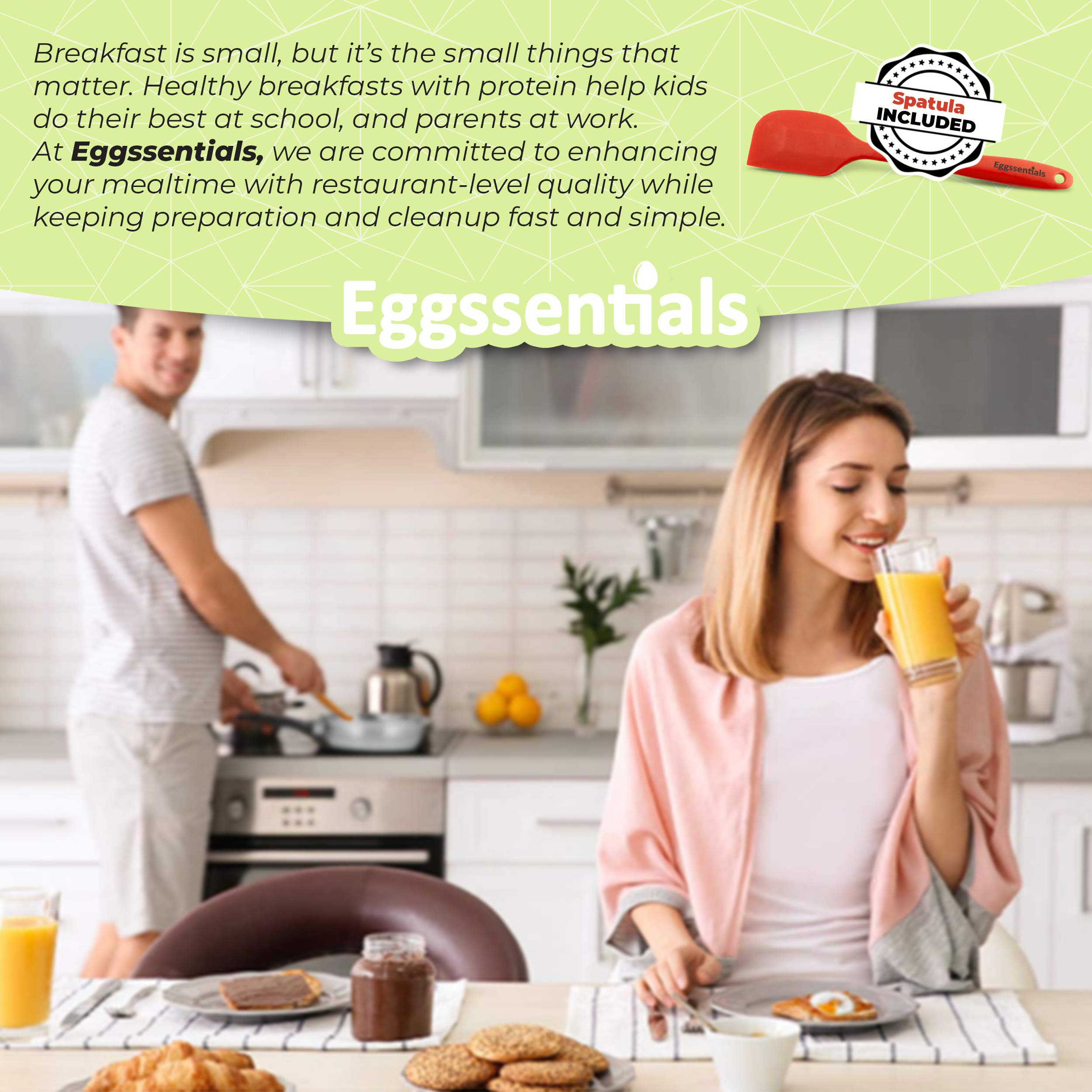 Eggssentials 2 Cup Egg Poacher, Stainless Steel, Non-stick PFOA Free with Spatula, Poached Egg Maker, Egg Poachers Cookware