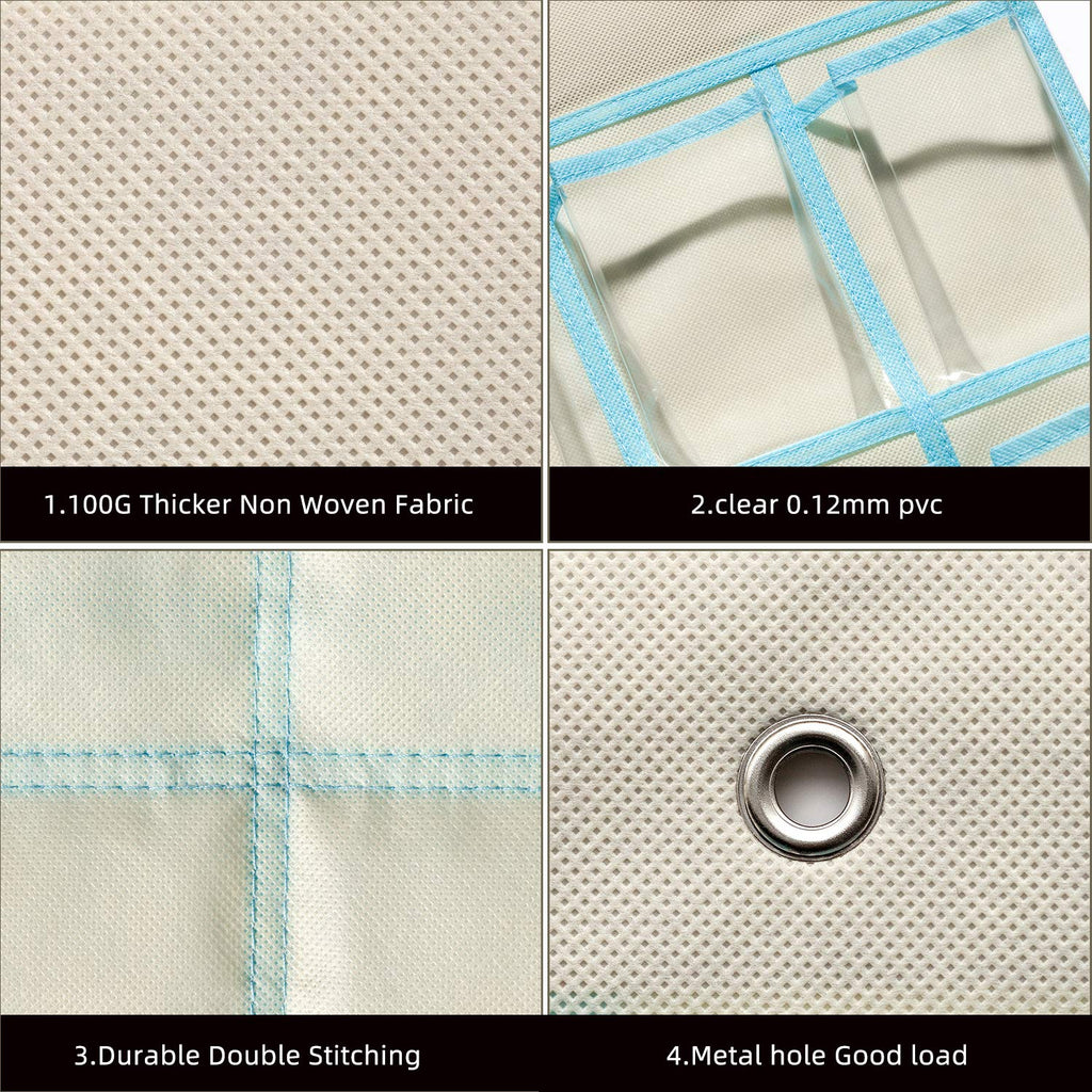 KEEPJOY Hanging Cell Phone Organizer, Classroom Pocket Chart for Calculator Holder with 30 Pockets,Size:33.5 x 24.5 Inch Clear Pocket Chart (Off White)