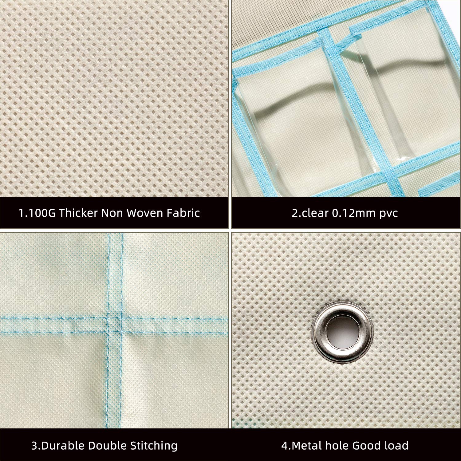 KEEPJOY Hanging Cell Phone Organizer, Classroom Pocket Chart for Calculator Holder with 30 Pockets,Size:33.5 x 24.5 Inch Clear Pocket Chart (Off White)