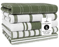 Trade Fountain Kitchen Towels - Pack of 5 Dish Towels for Kitchen Accessories - 19 x 27 INCHES Extra Large Highly Absorbent Dish Cloth - Reusable Hand Towels - 100% Pure Cotton Fabric (Olive)