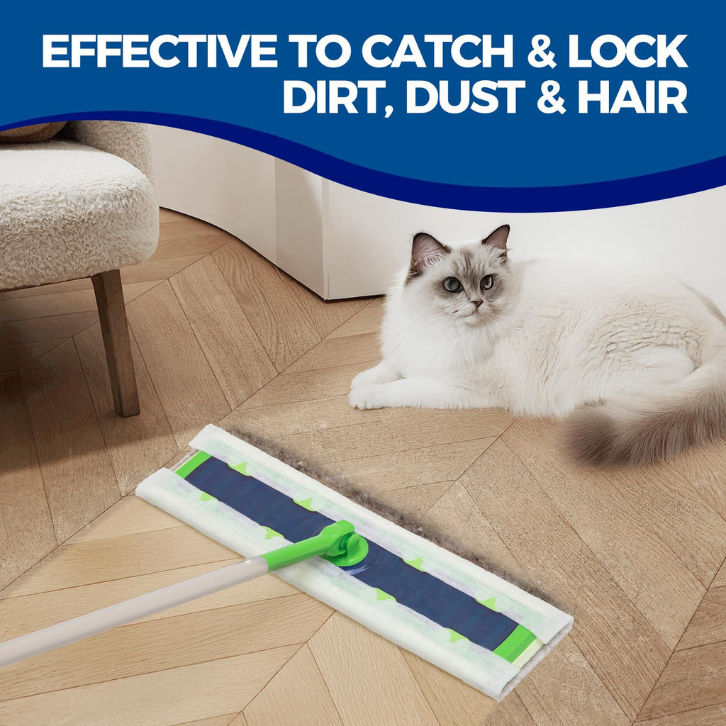 PEACHICHA XL Dust Sweeping Cloths Dry Mop Pads For XL Sweeper Disposable X Large Floor Cleaning Mop Refills, 9.84x17.71 Inch, 40 Count