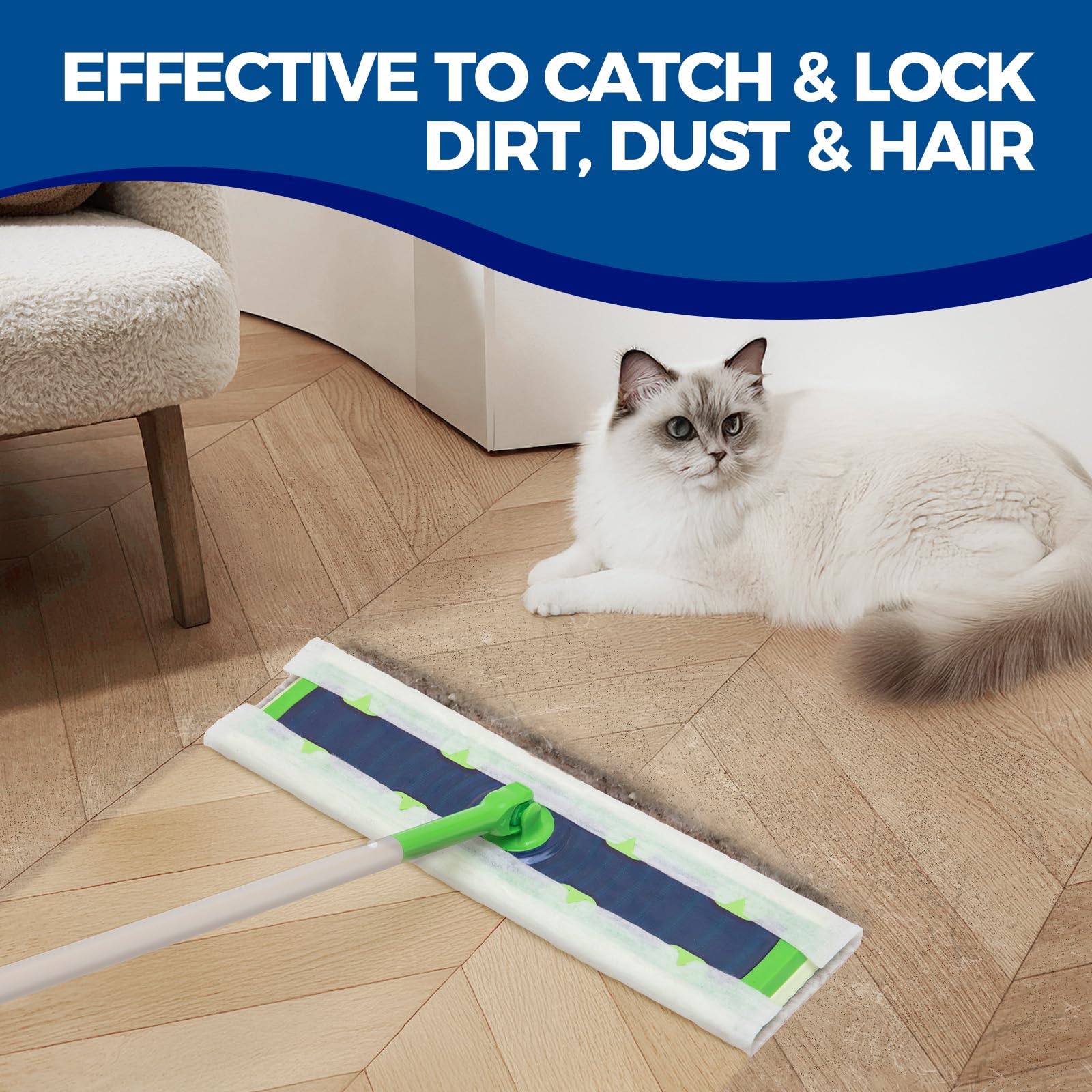 PEACHICHA XL Dust Sweeping Cloths Dry Mop Pads For XL Sweeper Disposable X Large Floor Cleaning Mop Refills, 9.84x17.71 Inch, 40 Count